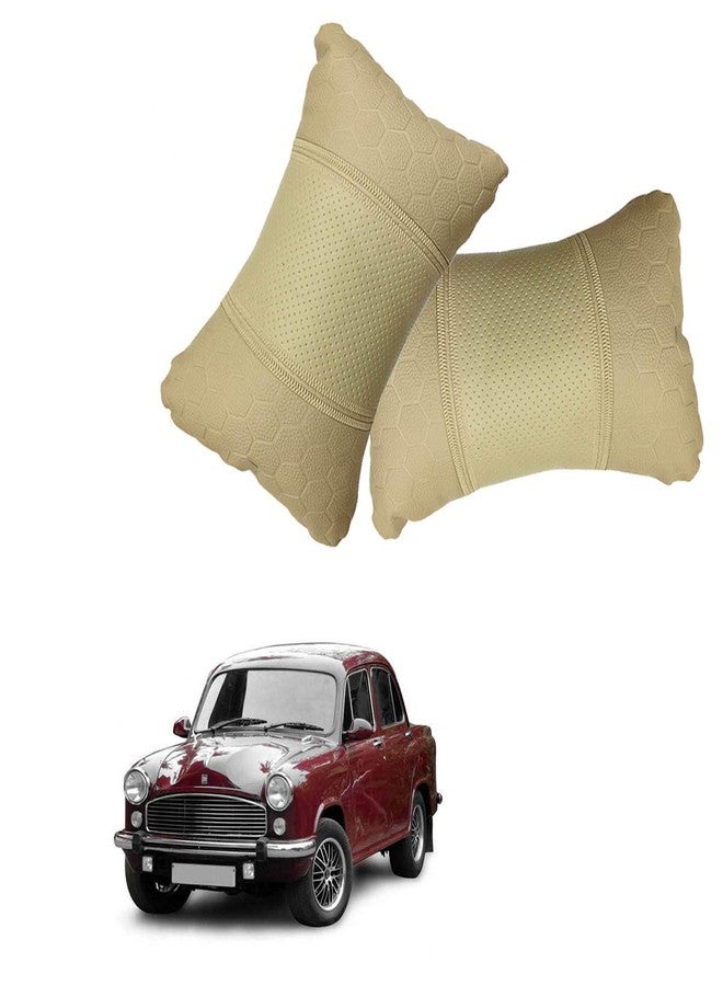 Adroitz Beige Football Design Car Neck Rest Cushion with Adjustable Straps_1251 - Image 1